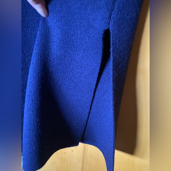 Few Moda S/M Navy Blue Ribbed Midi Skirt w/ Side Slip - Picture 3 of 3